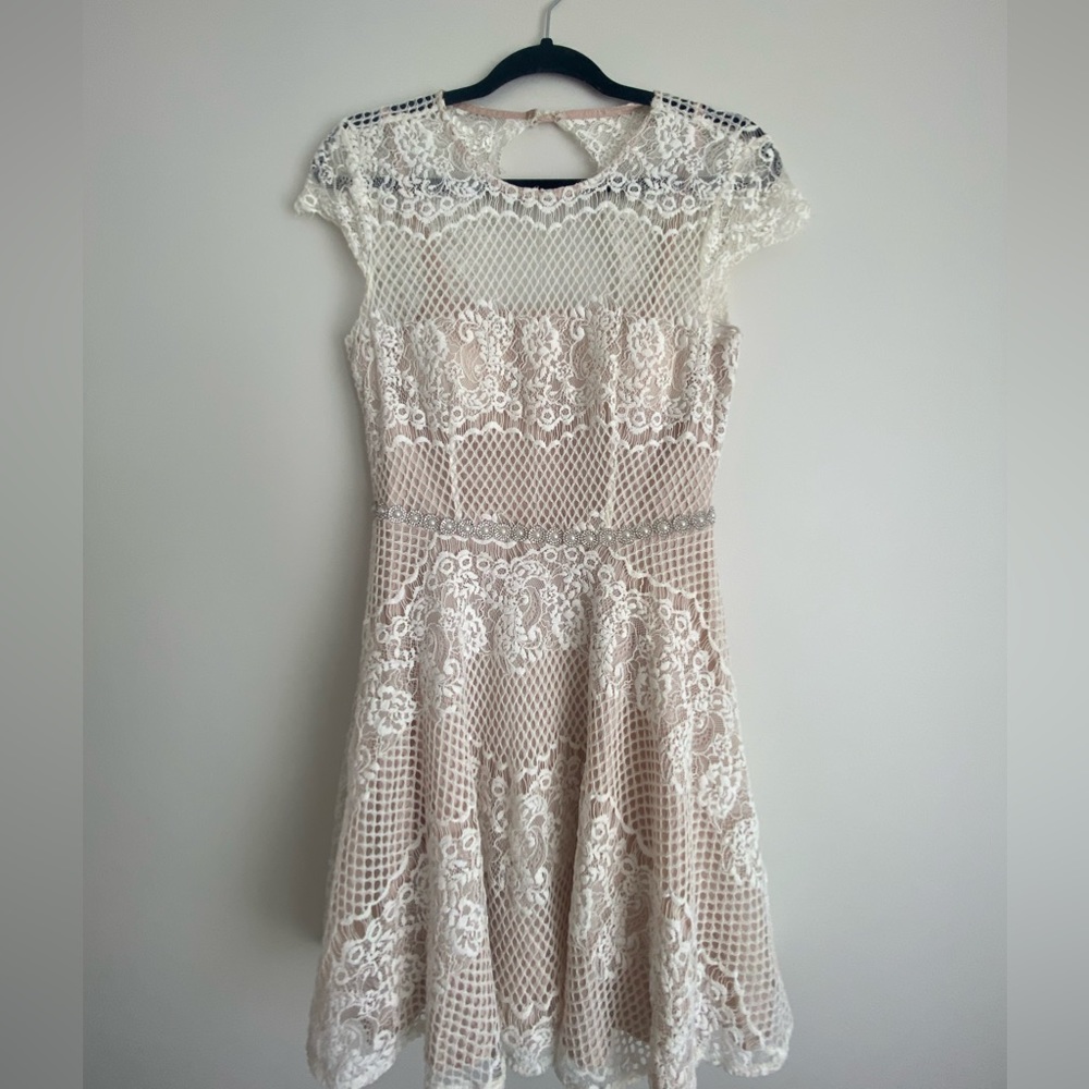 White lace skater dress